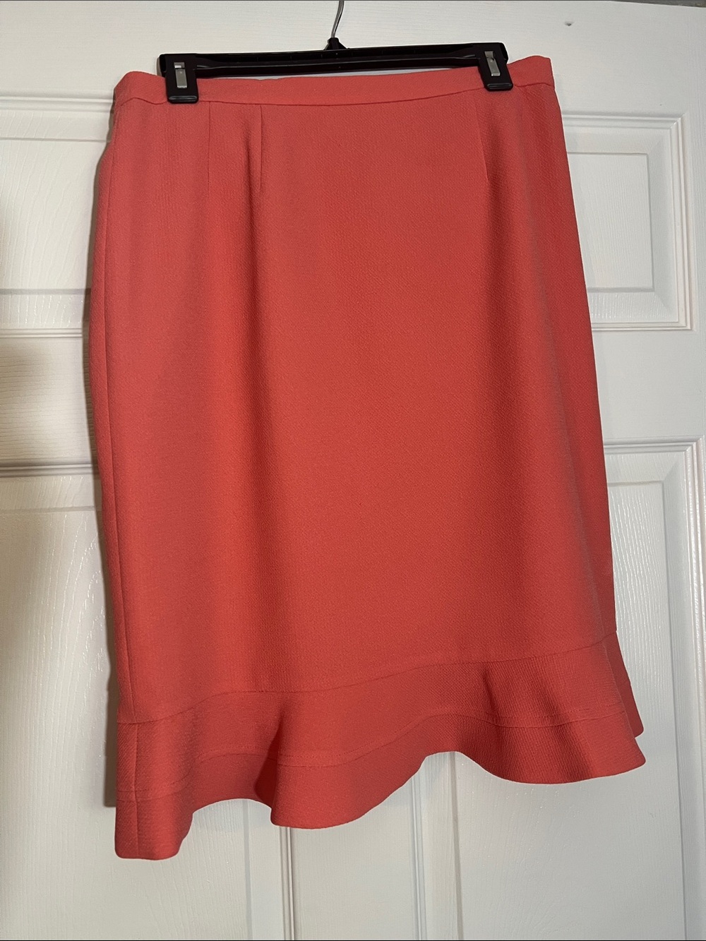 Le Suit Coral Pencil Skirt with Ruffle Hem